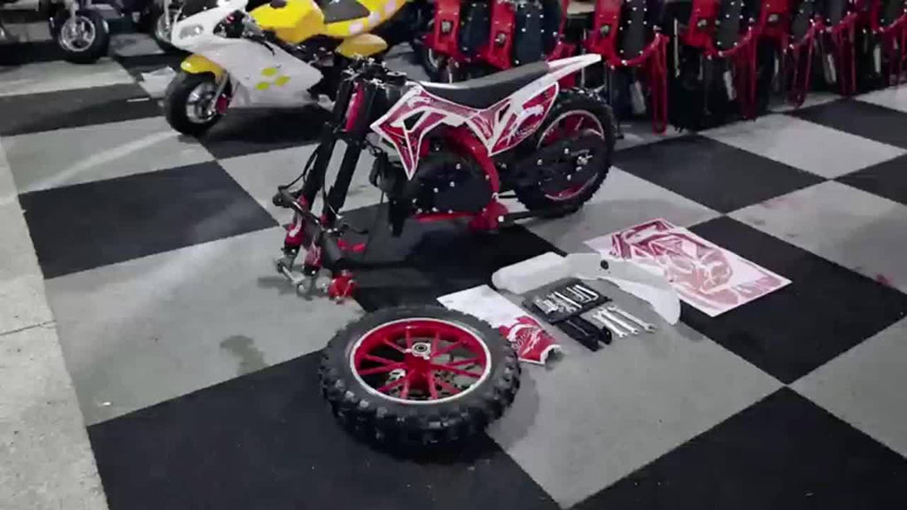 Dirt Bike 50cc Two-Stroke Mini Mountain Motorcycle with Front and Rear Disc Brakes and Top Speed Up to 25 mph