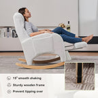 Rocking Chair Nursery, Modern Glider Chair with Adjustable Footrest And Solid Wood Legs, High Backrest Nursery Chair with Side Pocket, Rocker Armchair for Living Room Bedroom