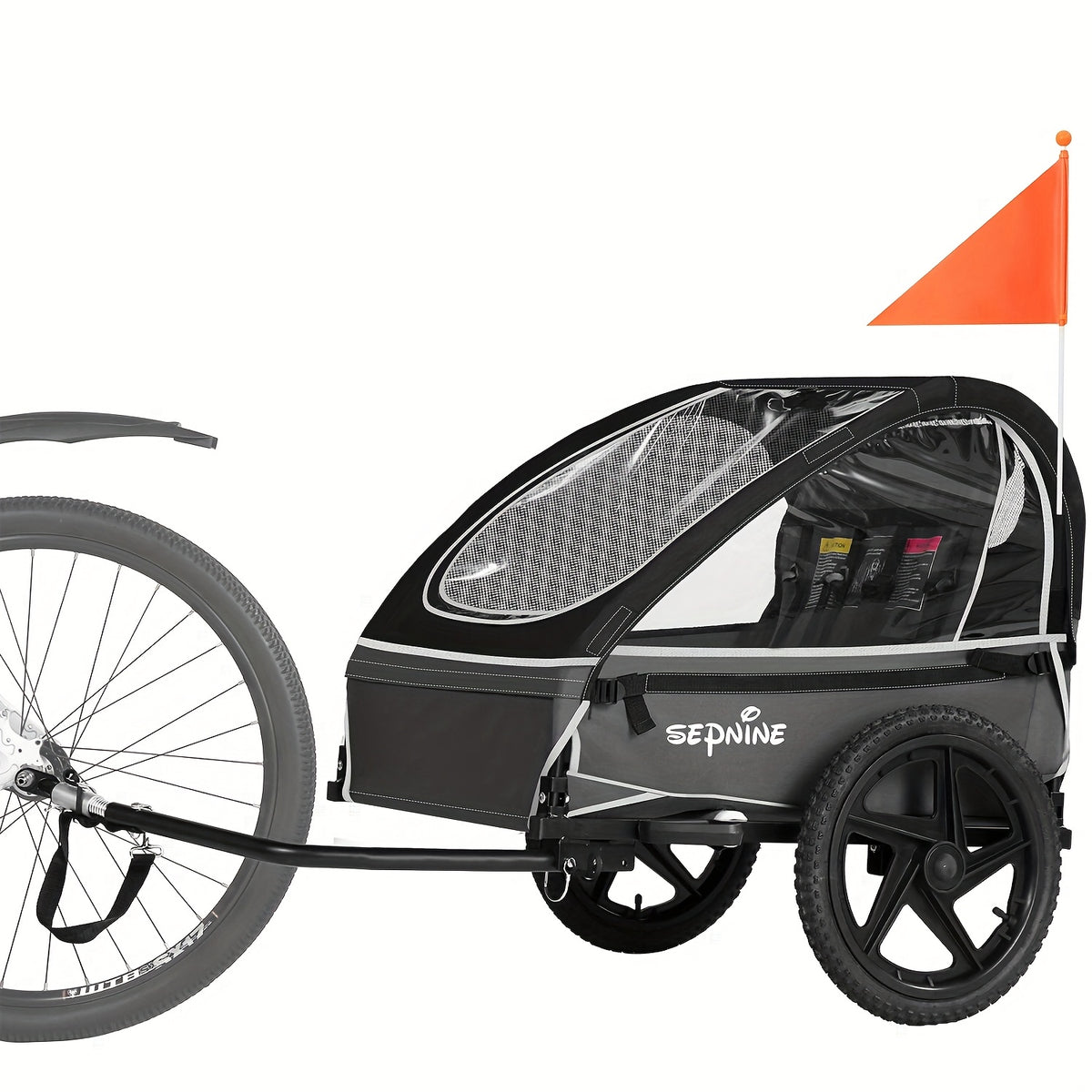Bicycle Trailer, Double Seat Trailer, Large Tires, Foldable for 1 to 2 People, Maximum Load Capacity 88.18LB