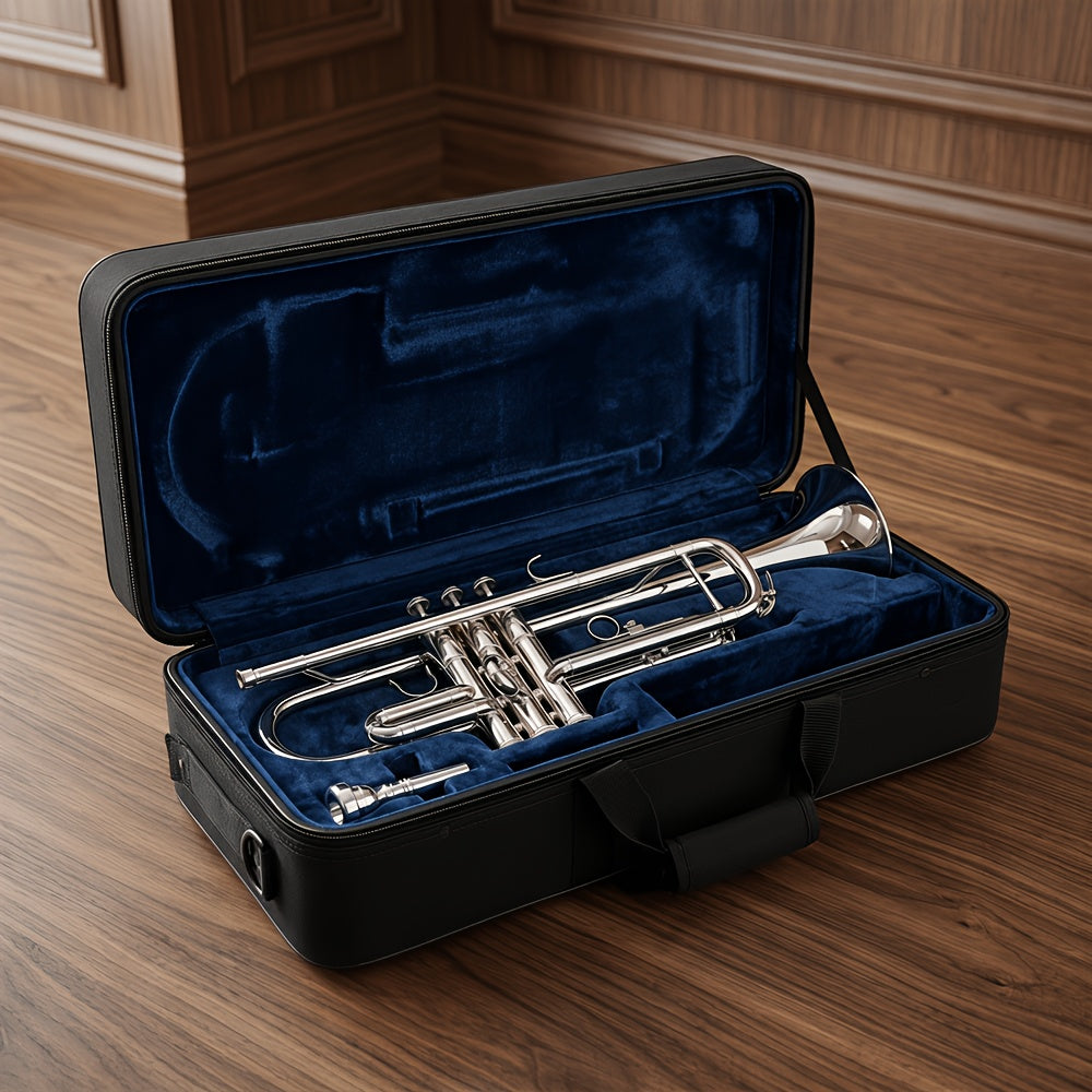 B Flat Silvery Bb Trumpet for Concert Band with Case