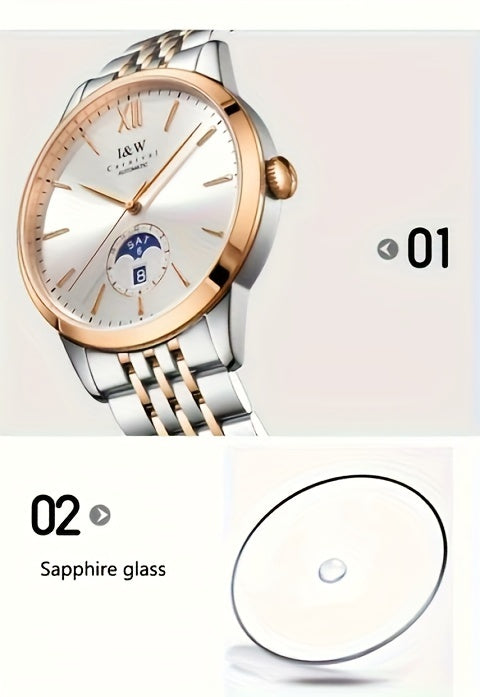Carnival High-end Brand Mechanical Watches for Men Stainless Steel Faux Sapphire Mirror Fashion Sports Watches for Men Holiday Gifts