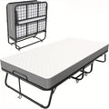 Folding Bed with Mattress, 75" X 31" Roll Away Beds for Adults, Metal Frame Fold Up Beds with Memory Foam Mattress, Guest Bed