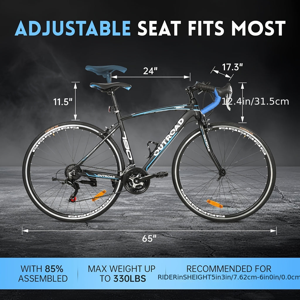 Road Bike 14-21Speed 700C Wheel with Light Aluminum Alloy Frame Commuter Bicycle with Dual Disc/V Brakes for Women And Men