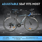 Road Bike 14-21Speed 700C Wheel with Light Aluminum Alloy Frame Commuter Bicycle with Dual Disc/V Brakes for Women And Men