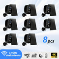4pcs/6pcs/8pcs Black Solar Powered 4K Wireless Outdoor Security Surveillance Camera, Artificial Intelligence Motion Detection, Two-way Voice Call, Color And Infrared Night Vision,.