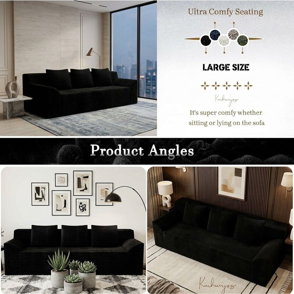 42"/70.8" RV Oversized Corduroy Sofa, No Assembly Soft Plush Couch for RV Camper, Modern Deep Seat Living Room Bedroom Sofa