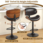 3pcs Modern Faux Leather Upholstered Bar Stools, 360° Swivel Adjustable Height with Backrests, Metal Tall Bar Stools Counter Height for Kitchen Island, Hydraulic Island Barstools
