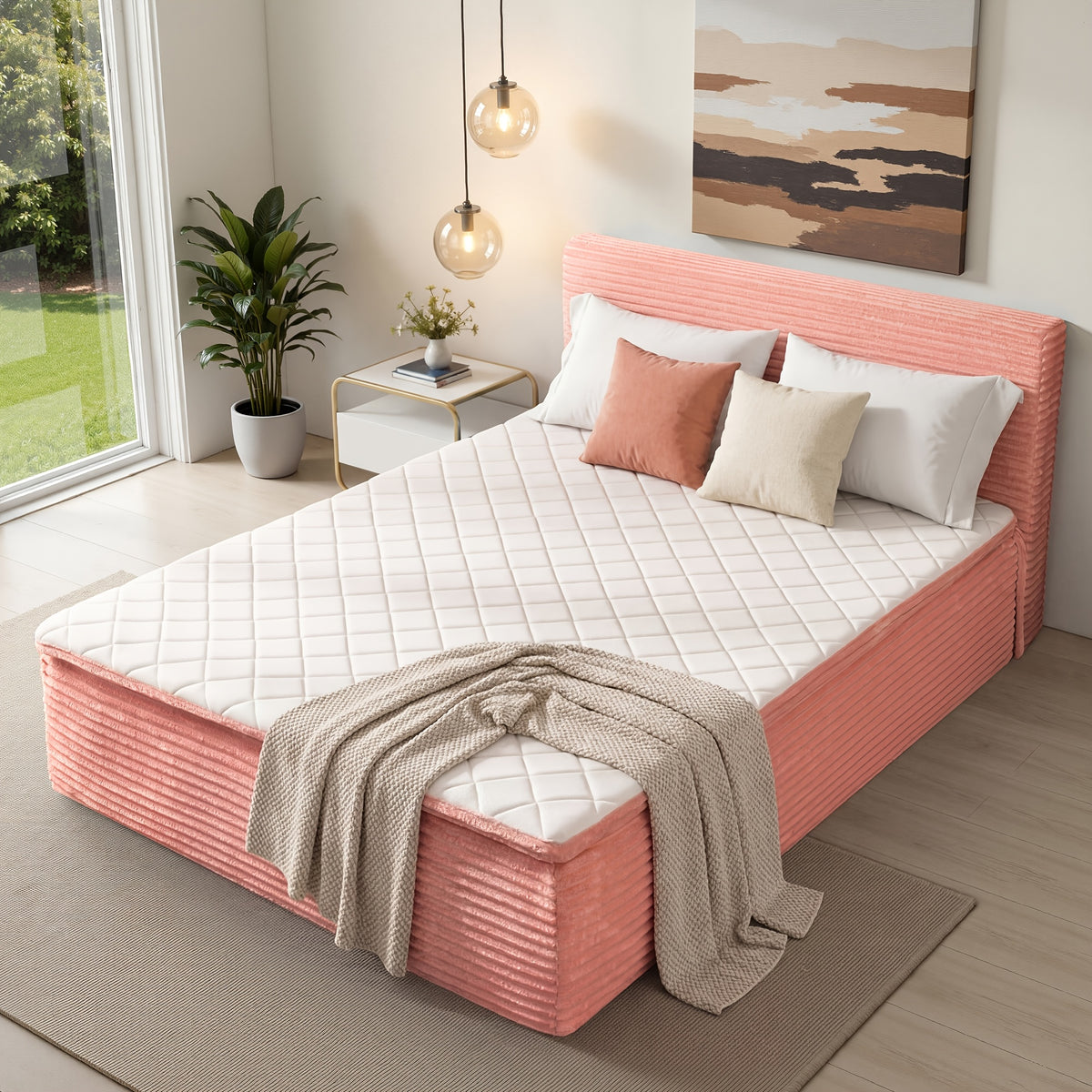No Assembly Sofa Bed, All-in-One Design Shipped In A Compact Box. Unpack, Allow To Expand, And Use Same Day. Plush Fabric Bed & Couch With High Resilience Foam, For Living Room, Bedroom, Studio (Queen, Full, Twin)