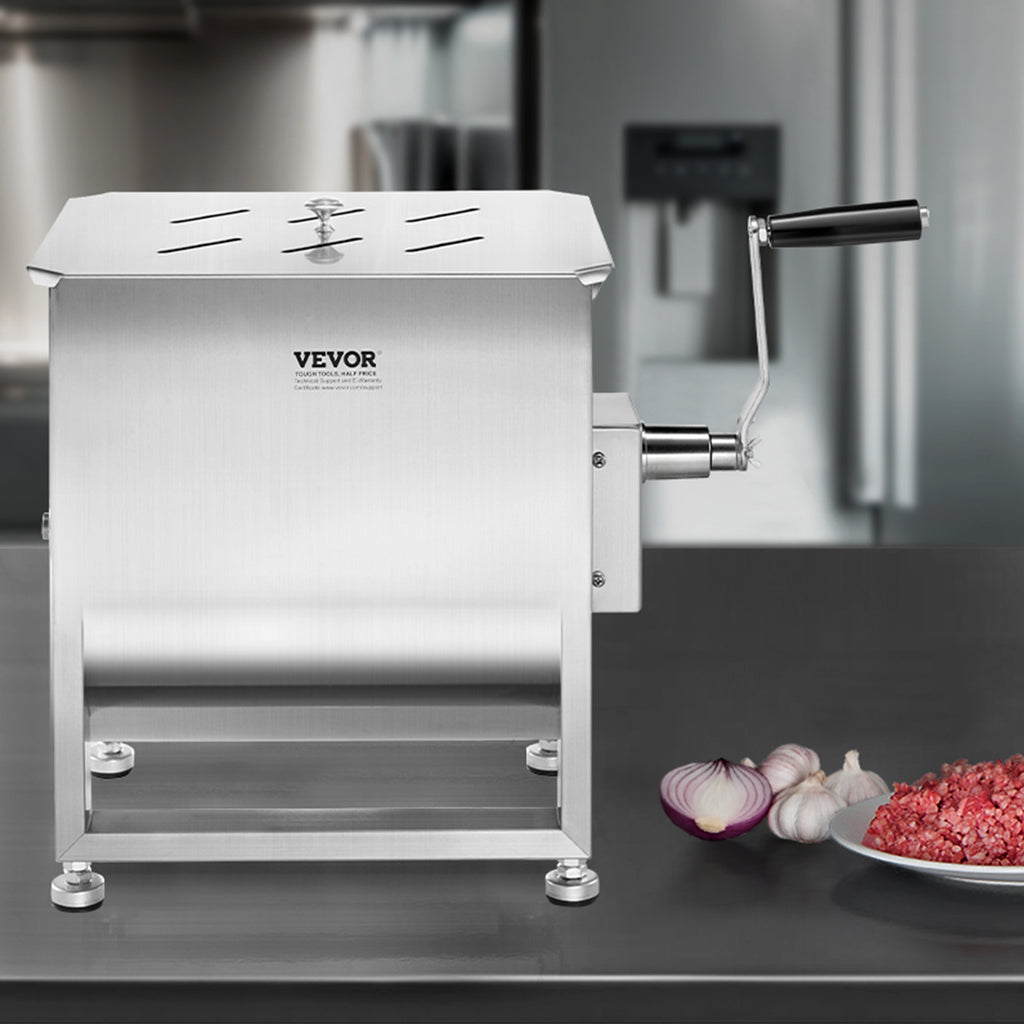 VEVOR Manual Meat Mixer 10L/20L/30L/40L Fixed Tank Mixing Max 60LB for Meat Sausage Mixer, Non-tiltable style/Tiltable style