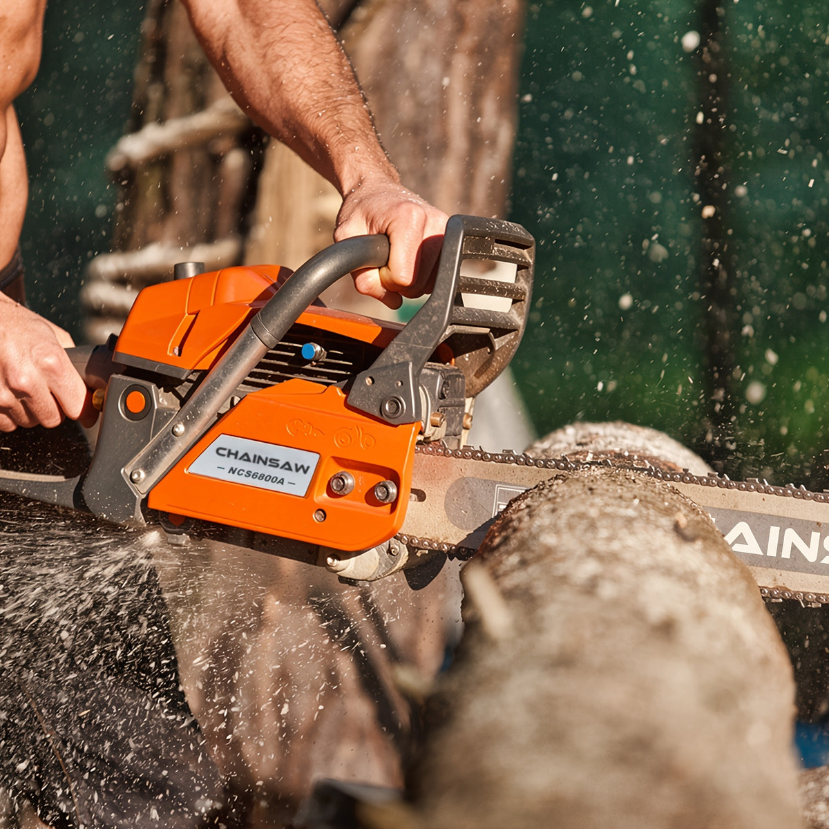 Neotec 68CC 2-Cycle Top Handle Gas Powered Chainsaw Equipped With 24-inch + 22-inch Guide Plates Handheld Cordless Chain Saw For Tree Wood Cutting