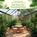 [Large Walk-in Greenhouse] VIWAT Greenhouse for Outdoors, Polycarbonate Greenhouse With Quick Setup Structure and Roof Vent, Aluminum Large Walk-in Greenhouse for Outside Garden Backyard, Garden Houses