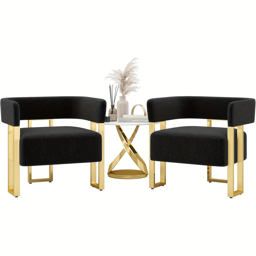 Modern Black Accent Chair with Iron Feet, Bucket Chairs, Arm Chairs for Living Room Bedroom, Suitable for Living Room, Bedroom, Hallway, Office (1, Black)