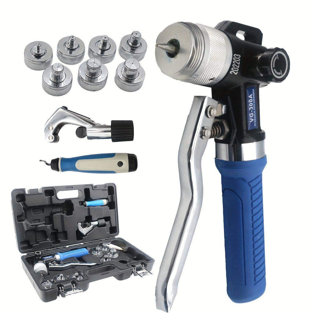 [Hydraulic Swaging Tool] Tube Expander Hydraulic Swaging & Expanding Tool Kit, 3/8" to 1-1/8" Range, Includes 7 Interchangeable Heads