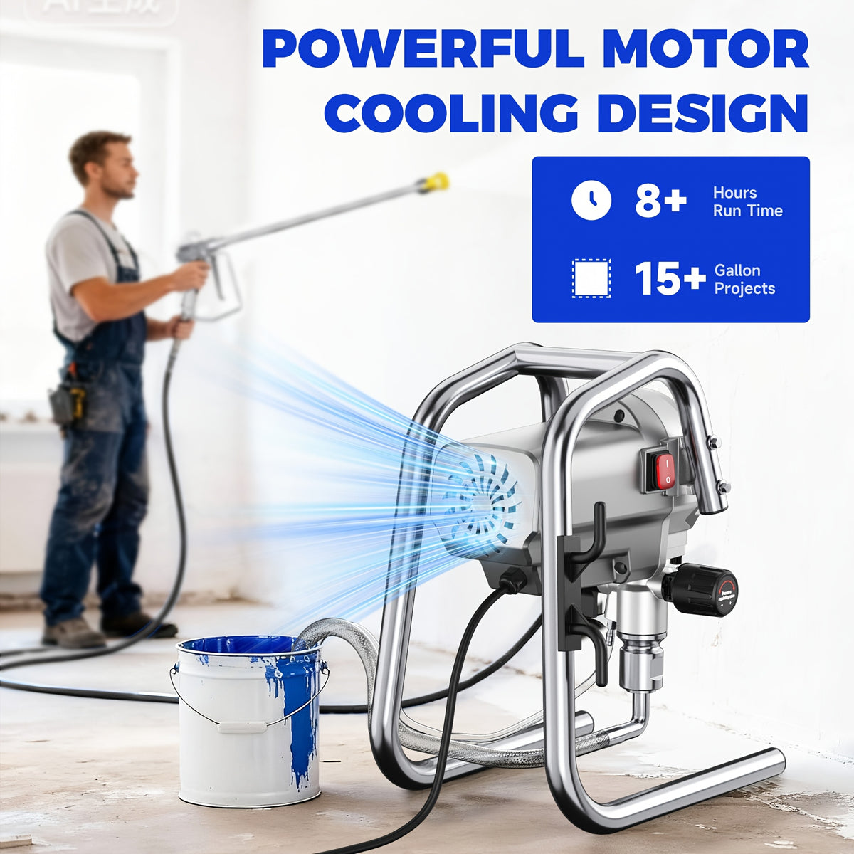 1200W Heavy-Duty Airless Paint Sprayer, 3300PSI High Pressure And 40.58oz/Min High Flow for Fast Painting, Up to 30% More Coverage with Less Overspray, for House Painting, Interior/Exterior Walls, Fences, Furniture. Gift for Father, Dad And Husband