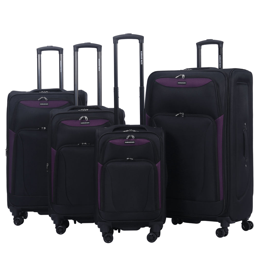 4-Piece Softside Expandable Luggage Set with Spinner Wheels, Lightweight Travel Suitcases with Telescopic Handle, Nested Storage Design