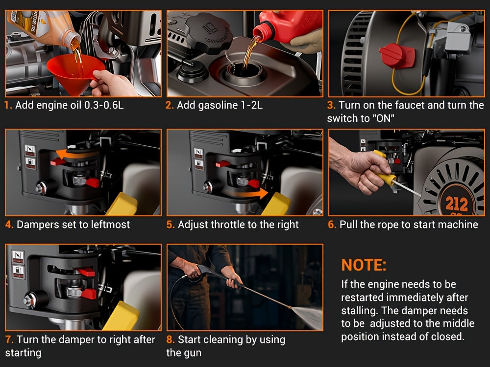 3500PSI Pressure Washer -2.3GPM 212CC Gasoline Washer with 25ft Hose And 4 Quick-Connect Multi-Angle Nozzle, Courtyard Car High-pressure Washer, Perfect for Cleaning Outdoor Surfaces, Roads, And Walls