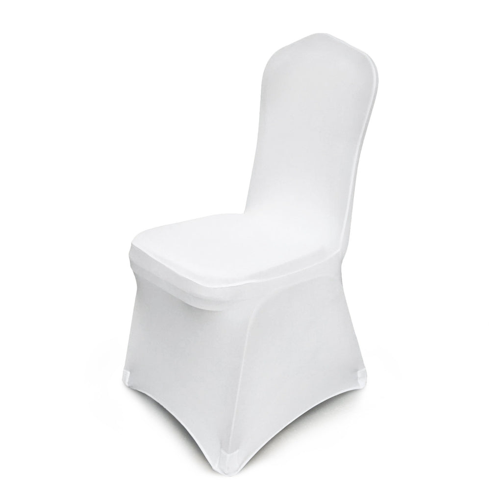 VEVOR White Chair Covers Polyester Spandex Chair Cover for Party Wedding Banque Chair Covers,100 Pcs, Arched-Front Chair Cover