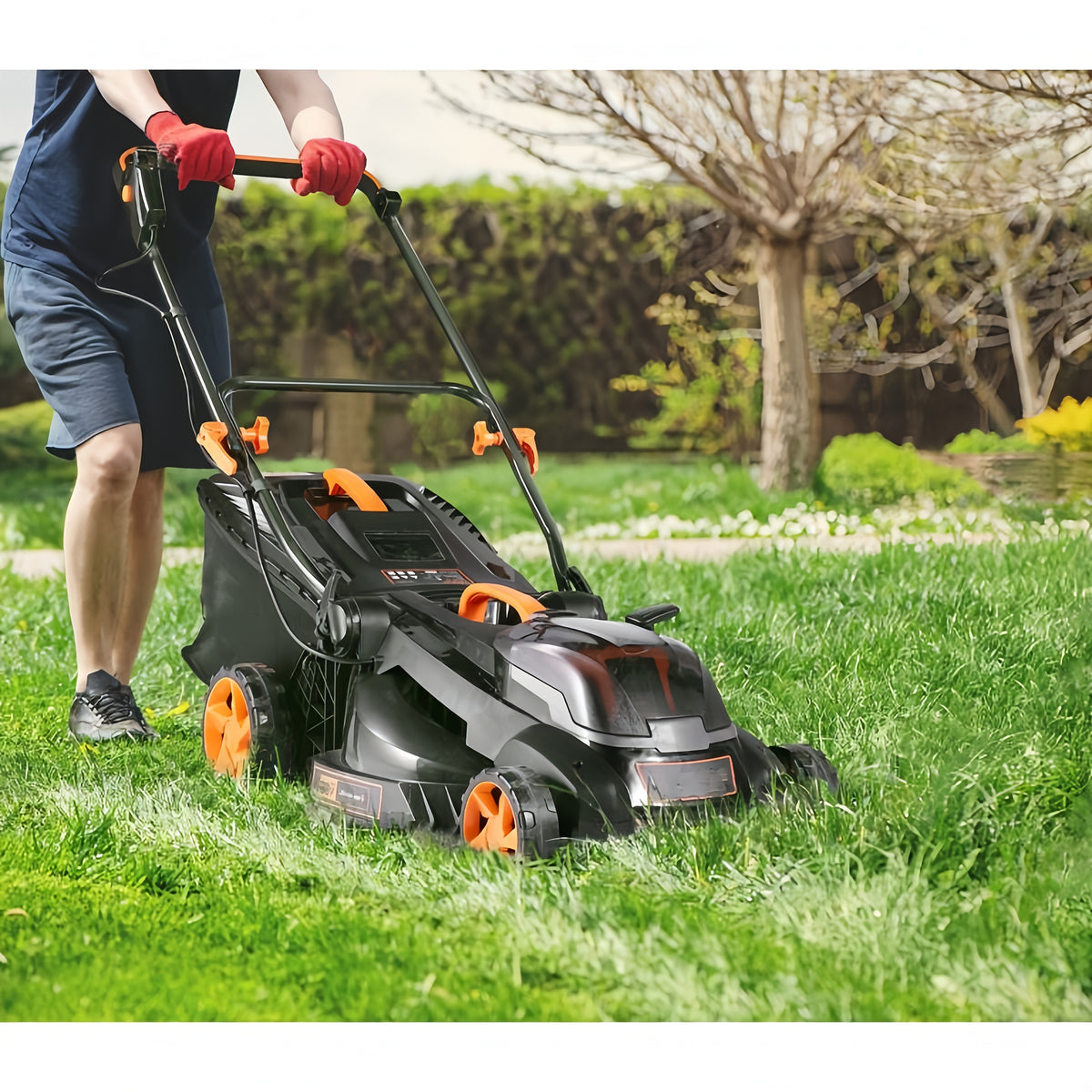 40V 16" Cordless Lawn Mower W/ 4.0Ah Battery, Brushless Motor, 6 Position Height Adjustment Electric Lawn Mower, Single-Lever Height Adjustment, 2-in-1 Mulch & Bag, Foldable Handle for Easy Storage