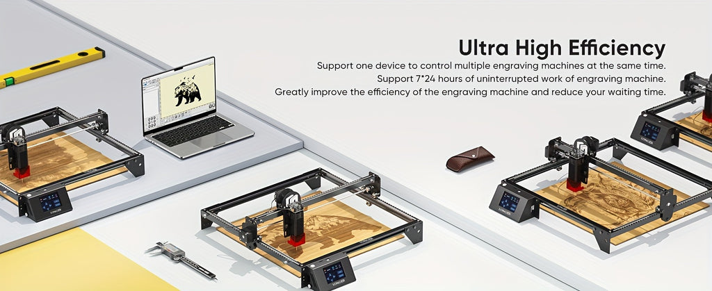 Self-Developed Upgraded Version - RAY5 5W Laser Engraver (Full Machine), Integrating Laser Cutting And Engraving Functions; Supports Wi-Fi Control And Mobile Protection; Working Speed 24000Mm/Min: Suitable for Wood, Metal, Acrylic, Glass
