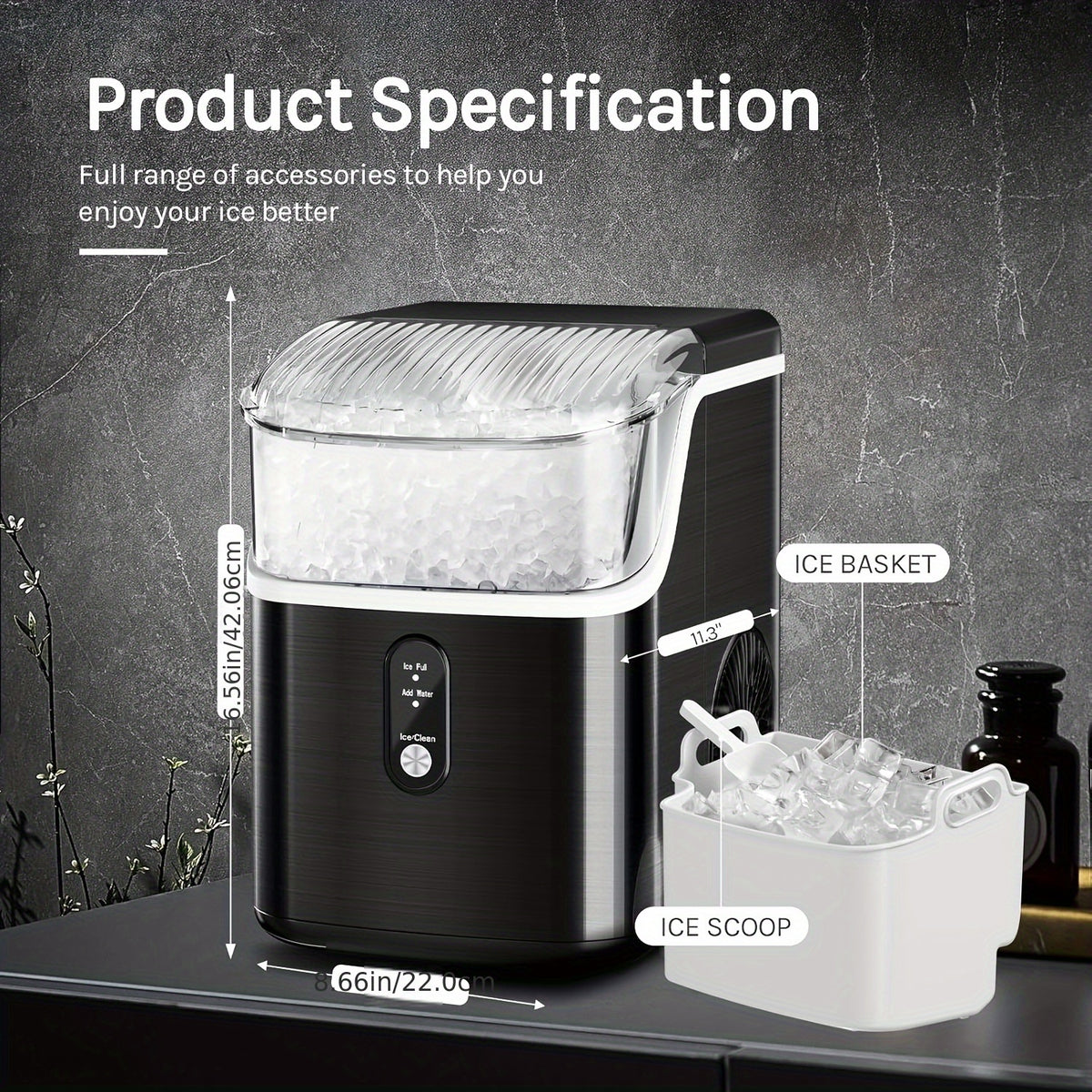 Countertop 26lbs/day 35lbs/day Ice Maker Portable Ice Machine, Automatic-Cleaning Suitable for Outdoor Camping Bar Party And Kitchen, Black