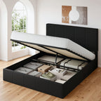 WEEWAY Lift Up Storage Bed, Modern Velvet Upholstered Headboard, Hydraulic Platform Bed, Wooden Slats Support, Heavy Duty Mattress Foundation, No Box Spring Needed, Easy Assembly, Full/Queen/King Size, for House Bedroom Furniture, Free Shipping
