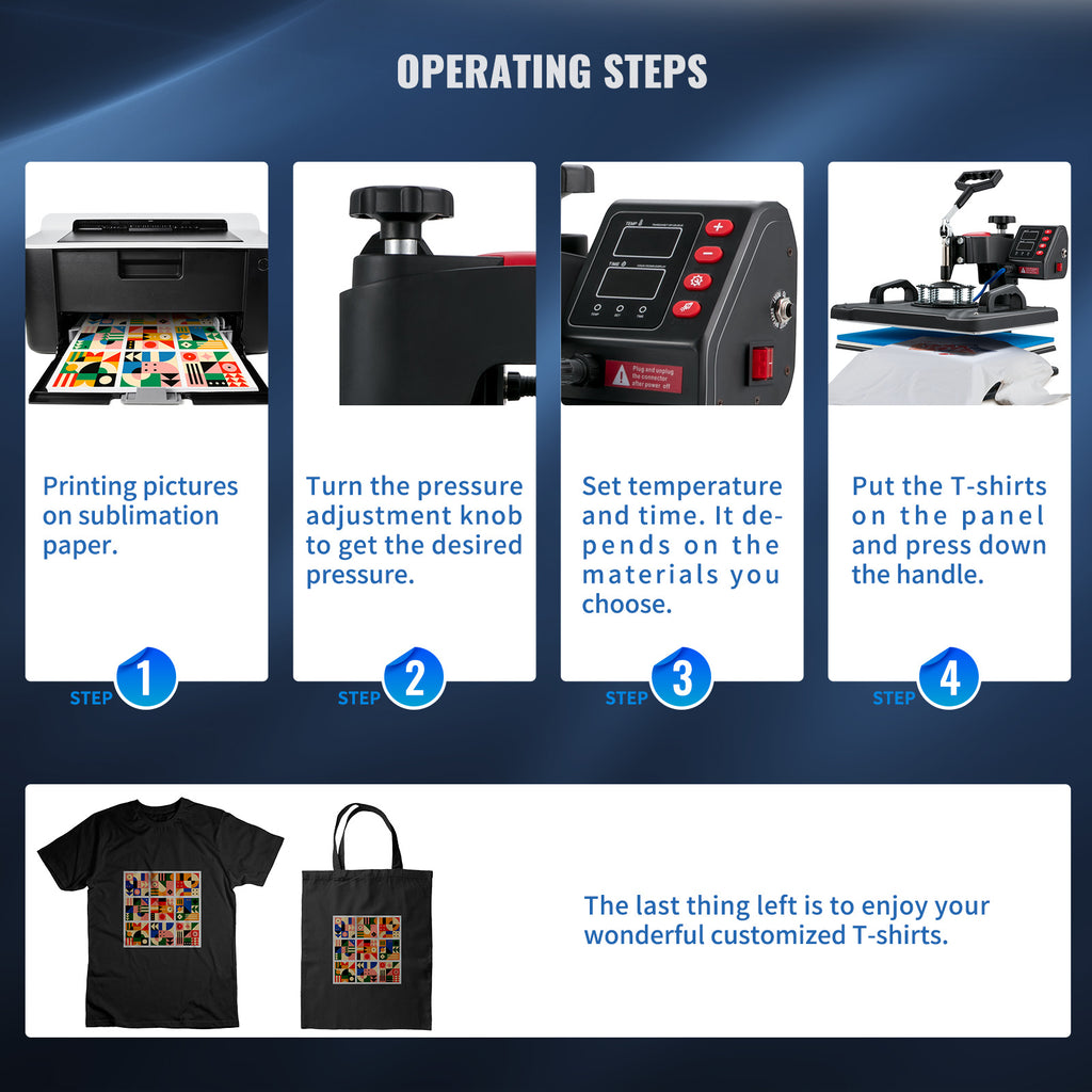 VEVOR Heat Press, 5 in 1 Heat Press 12x15 Machine Machine, Digital Precise Temperature Control, Clamshell Sublimation Transfer Printer Fast Heat-up, Vinyl Heat Press for Mug Cup T-Shirt Plate, 900W