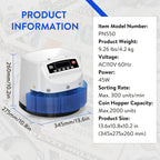 Coin Counter Machine Sorter, Change and Wrapper Roller Counting Organizer, Sorts up to 300 Coins Per Minute, Automatically Sorts and Batches, Office Supplies