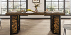 A Spacious Industrial Dining Table Designed for 6 to 8 Individuals, Measuring 71 Inches, Featuring a Robust Metal Frame And a Rustic Brown End, Perfect for Dining Rooms, Kitchens, Or Living Areas