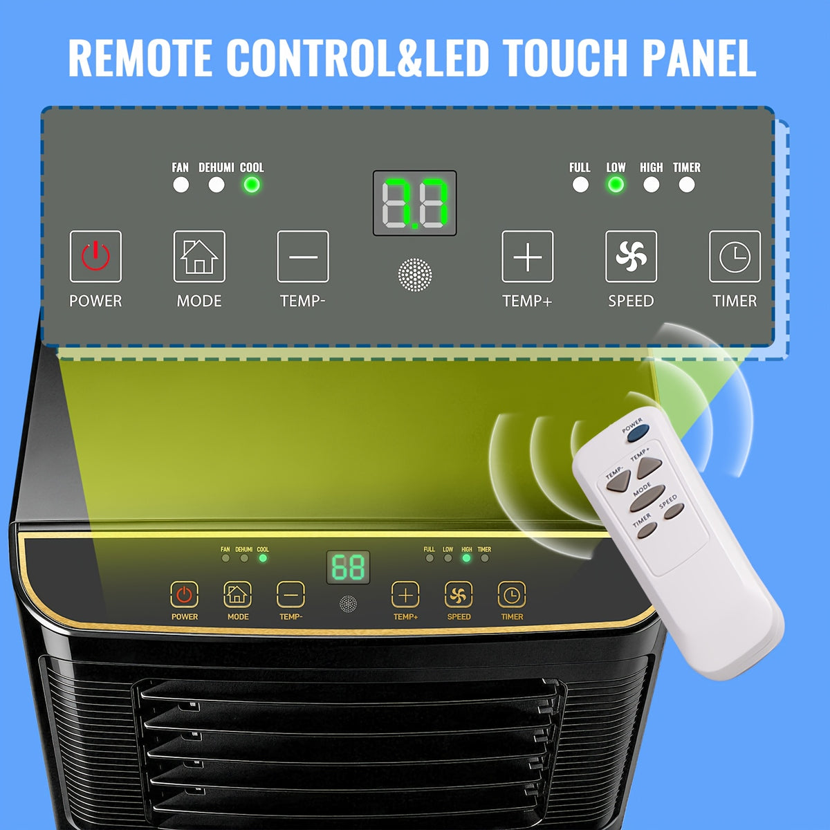 [Portable 3-in-1 AC] 8000 BTU Portable AC Unit with Remote, 3-in-1 Air Cooler & Dehumidifier Suitable for Small Spaces, Compact Cooling System with Compressor, 24-Hour Timer, Efficient for Bedrooms, Home Offices, -Type Plug (115)