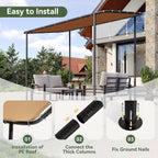 8X5FT/10x6FT/12x10FT Lean-to Gazebo Pergola - Wall Mounted Outdoor Canopy With Sloped Roof, Water And UV Resistant Awning For Patio, Deck, Backyard, Garden, Khaki