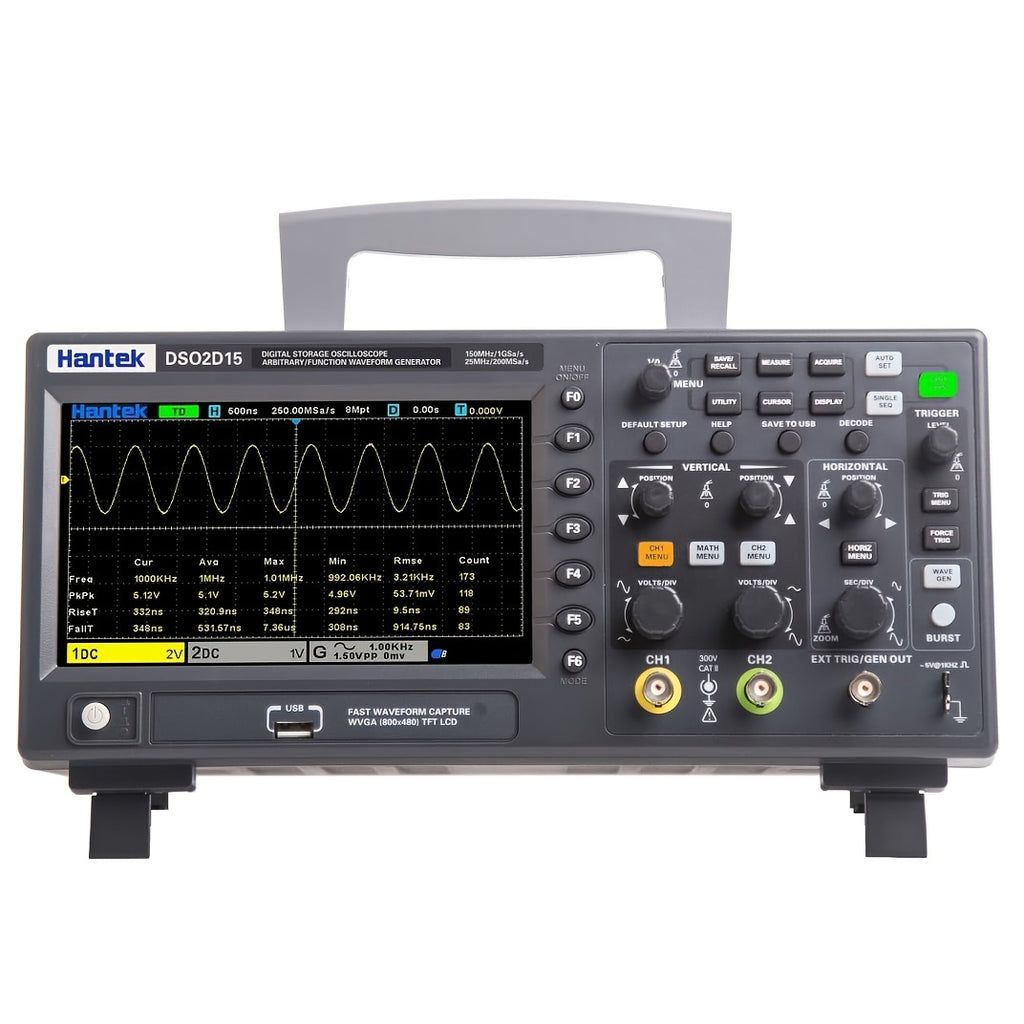 [Hantek Oscilloscope] Hantek DSO2D15 2 Channel Digital Storage Oscilloscope | 150MHz 1GSa/s 8m, 2CH+1CH +Signal Source