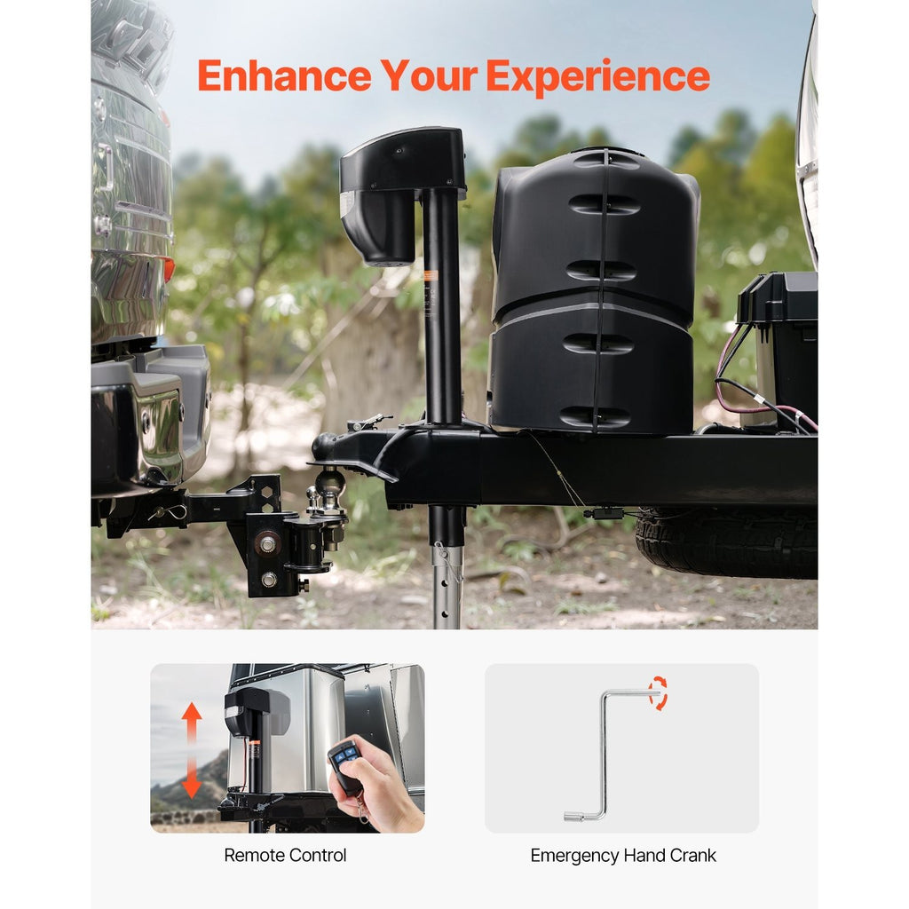 VEVOR Electric Trailer Jack 3500 lbs / 5000 lbs Power Tongue Jack for RV Trailer & Camper Black With a 7-pin Trailer Connector / With Remote Control
