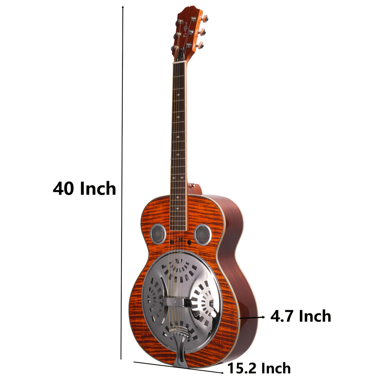 Acoustic Resonator Guitar Full Size 40 Inch Steel String, Beginner Acoustic Guitar Kit With Strap Capo Picks Wrench, Country Bluegrass Folk Blues Slide Fingerpicking Right Handed, Spruce Top Amber Orange Holiday Birthday Gift Musical Instrument
