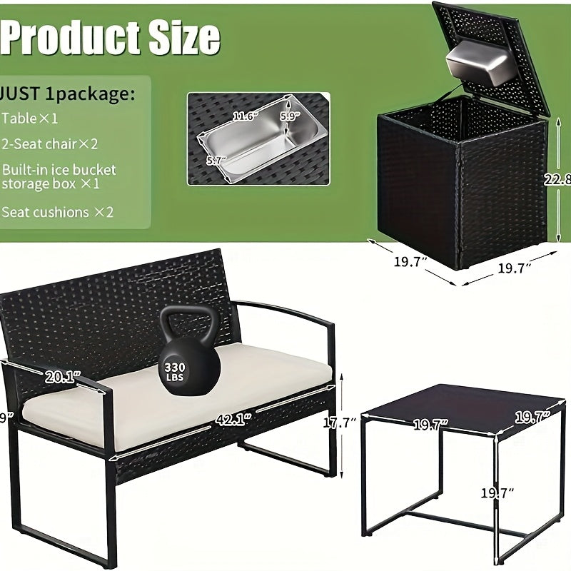 Outdoor Sectional Sofa Set with Tempered Glass Table — 4-Piece PE Wicker Patio Conversation Set