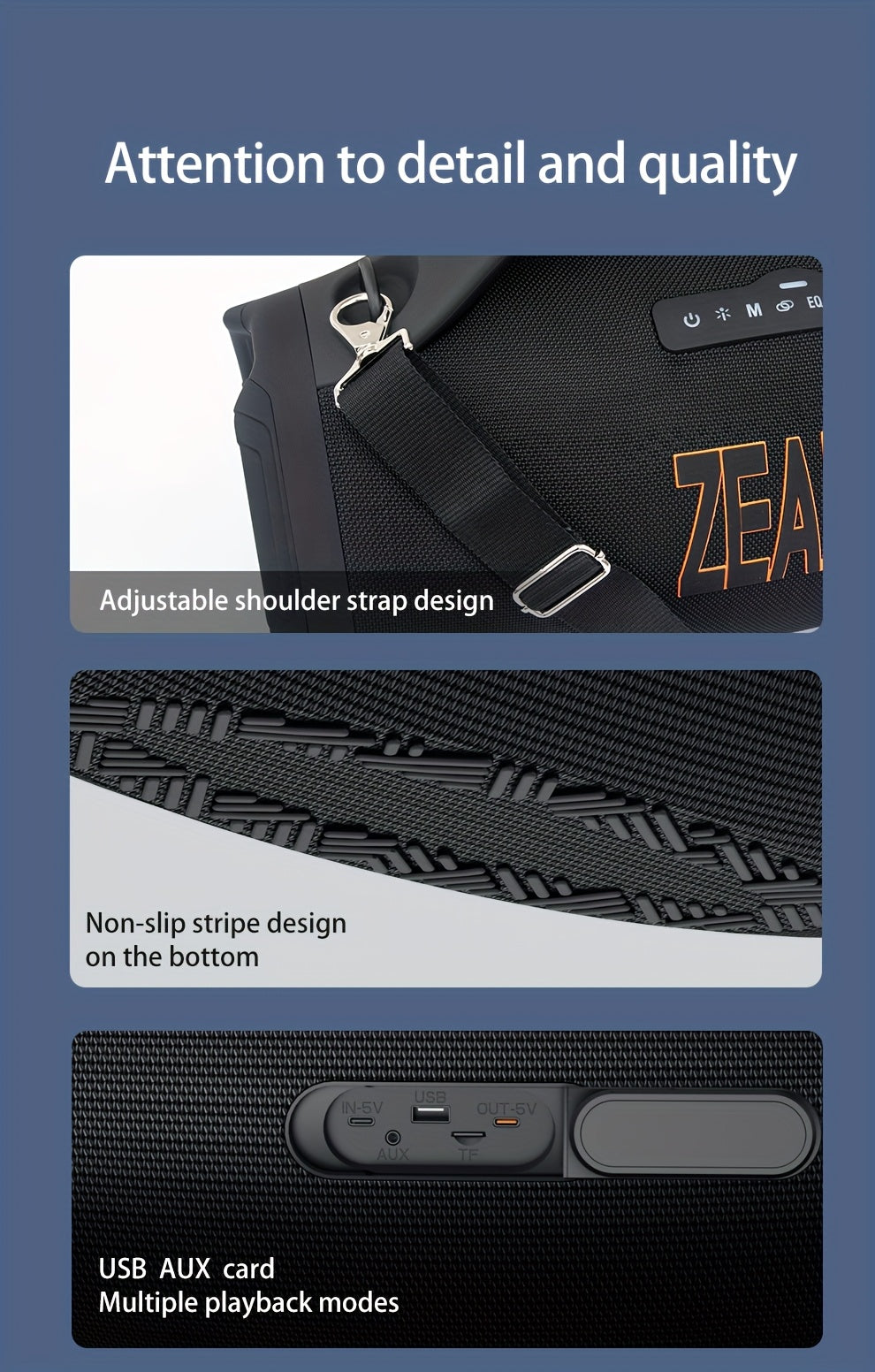 ZEALOT 160W Large Speaker, Wireless Speakers with Subwoofer, 60 Hours Playtime, 36000Mah Battery, Fast Charging, Water Resistance, Dual Pairing, Booming Bass. Charging Cable, Connect with Mobile Phone/Tv. for Home, Car, Outdoor, Camping