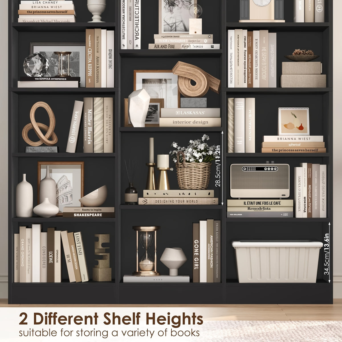 FULTRU Triple Wide Bookshelf, 6 Tier Large Bookshelf, Bookcase with 17 Open Display Shelves, 74'' Tall Bookcases And Bookshelves for Living Room, Home Office, Library