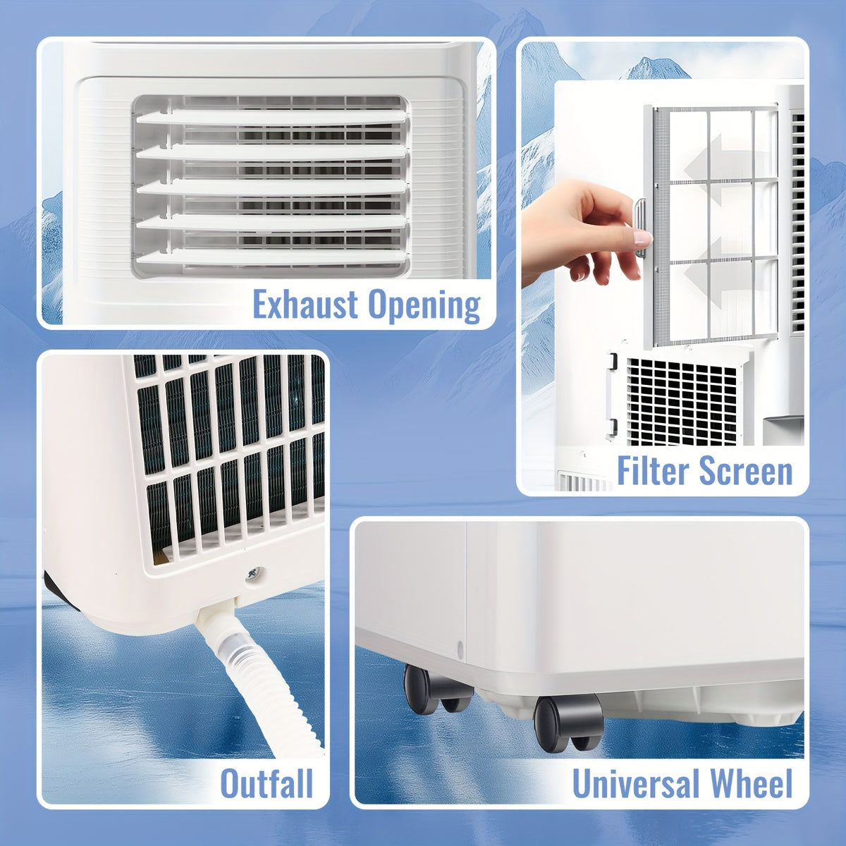 Portable Air Conditioner 8000 BTU(4400 BTU SACC), AC Unit with Dehumidifier Fan 3-in-1. Ft. Portable AC with Remote Control, 24H Timer, Digital Display,40dB Low Noise for Bedroom, Living Room, Dorms, Office