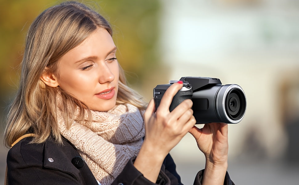 NBD 64MP Digital Camera for Photography, 5K Vlogging Camera for YouTube with 3" Flip Screen, 16X Digital Zoom, Autofocus, 2 Batteries, 32GB TF Card(S205, Black)