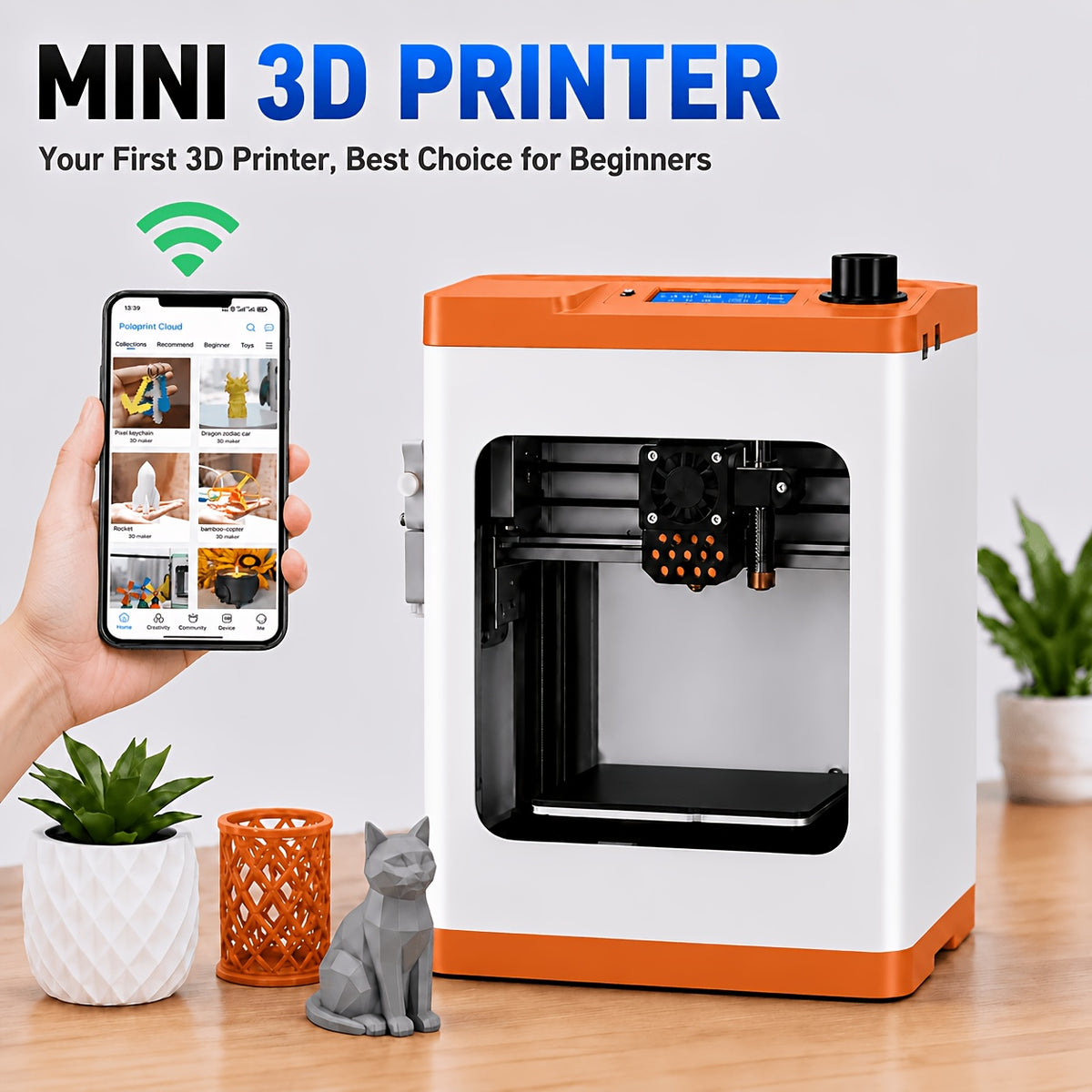 Tina2S V12 Mini 3d Printer Machine with Wi-Fi Cloud Printing, Fully Assembled Auto-Leveling 3D Printer for Beginners, Enhanced Extruder with Auto Filament Loading