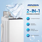 17.8/25 pounds (approximately 8 kilograms) portable washing machine, fully automatic washing machine, equipped with stainless steel tub and drainage pump - 110-volt compact washing machine, suitable for apartments, dormitories, campers, camping, small hou