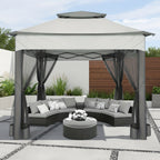Tooluck 10X10Ft Outdoor Gazebo with Mosquito Netting And Double Roof, Easy Set Water-Resistant Metal Gazebo with Alloy Frame, for Gardens, Lawns & Backyard