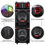 Sound Portable Party Bluetooth Speakers Loud Sound Powerful, DJ Sound Stereo Loud Bass Karaoke Machine with Sound Reactive Party Lights, USB/SD Input and Telescopic Pull Rod, Remote Control