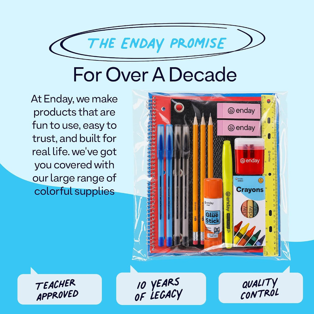 24 Pack School Supply Kits for Kids, 22-Piece Back to School Supplies with Notebook, 2 Folders, Pencil Pouch, 4 Pens, 3 Pencils, 5 Crayons, Glue Stick, Highlighter, Ruler, 2 Erasers & Sharpener & More!