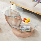Glass Coffee Table for Small Spaces with Three-Tier Storage and a Clear Tempered Glass Top