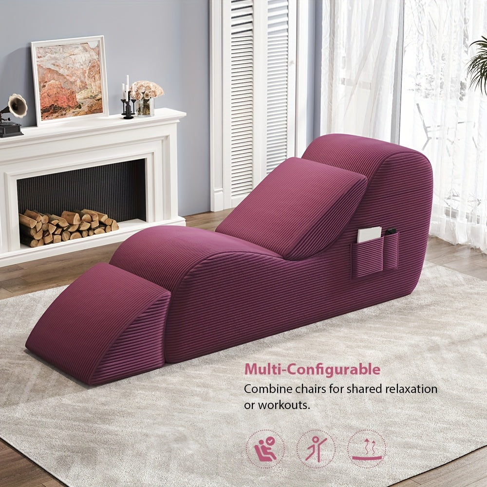 Multi-Functional Yoga, Stretching And Relaxation Curved Sofa Chair - Adult Ergonomic Design, with Adjustable Headrest, Non-Slip Bottom Yoga Chair, Suitable for Bedroom, Living Room And Indoor Furniture
