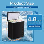 [Large Chest Freezer] Chest Deep Freezer, Large Freestanding Chest Freezer With 7 Level Adjustable Thermostat, Compact Top-Opening Deep Freezer With Removable Storage Baskets, Black
