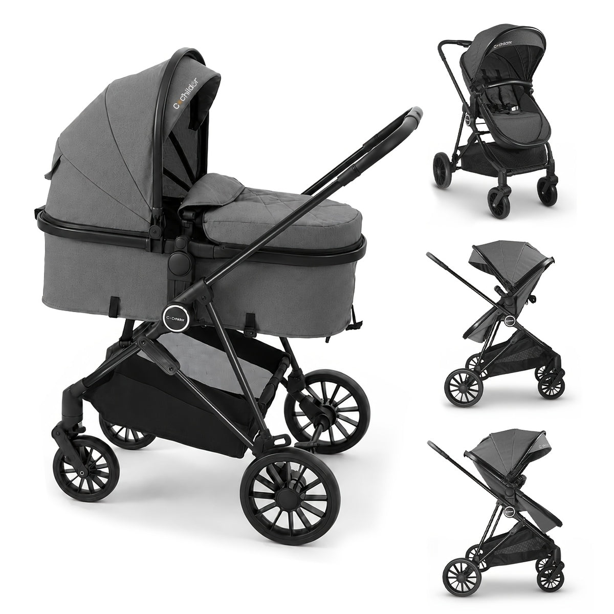 Cochildor 2-In-1 Convertible Foldable Infant Baby Stroller with Reversible Seat And Large Canopy, Mult Position Recline, Canopy with Pop Out Sun Visor And More Umbrella Stroller for Travel, Extra Storage, Spacious Seat, Removable Footmuff