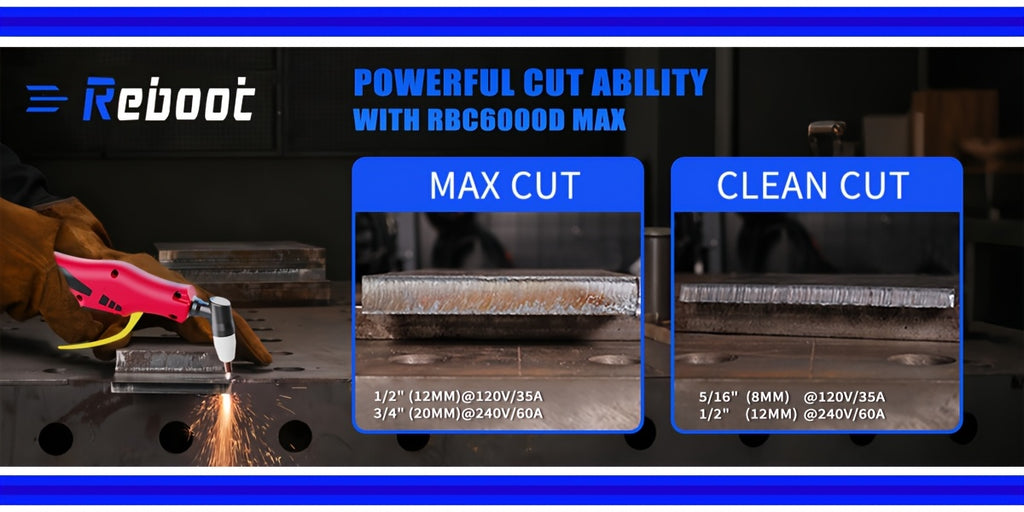 Reboot Plasma Cutter 60A, Large Integrated LED Digital Display, 120/240V Plasma Cutter Machine With IGBT Inverter, 1/2 Inch Clean Cut 5/8 Inch Max Cut RBC6000D Max