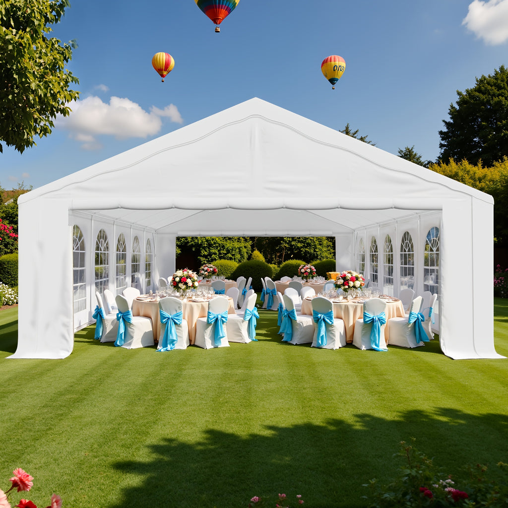 GUNJI 20x40FT & 13*26FT Heavy Duty Outdoor Party Tent, White Wedding Canopy With Removable Sidewalls, Roll-Up Doors, Storage Bags, Event & Commercial Gazebo Shelter