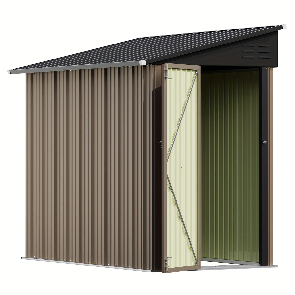 GUNJI 8 X 4.2ft & 6 X 4ft Metal Shed Outdoor Carport Shed with Single Lockable Door, Easily Accessing Metal Storage Cabinet with Slopping Roof for Tools Bicycles Storage for Garden, Backyard
